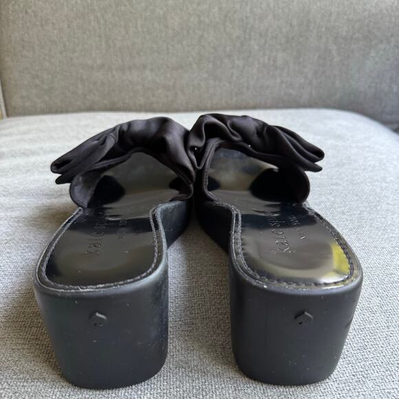 Kate Spade Bikini Bow Platform Wedges Slip-on Sandal Black Women's Sz 8.5 - Picture 5 of 11